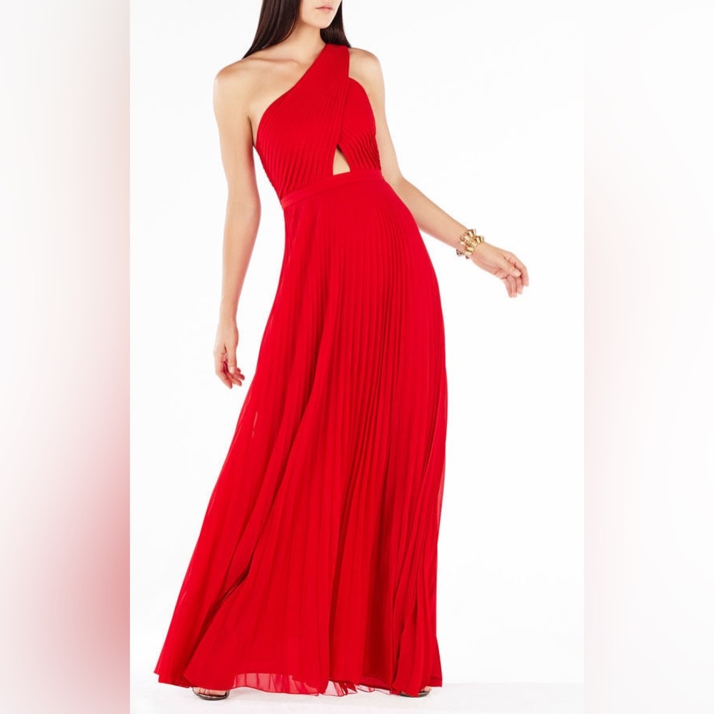 BCBGMAXAZRIA Gwendolyn One Shoulder Pleated Gown